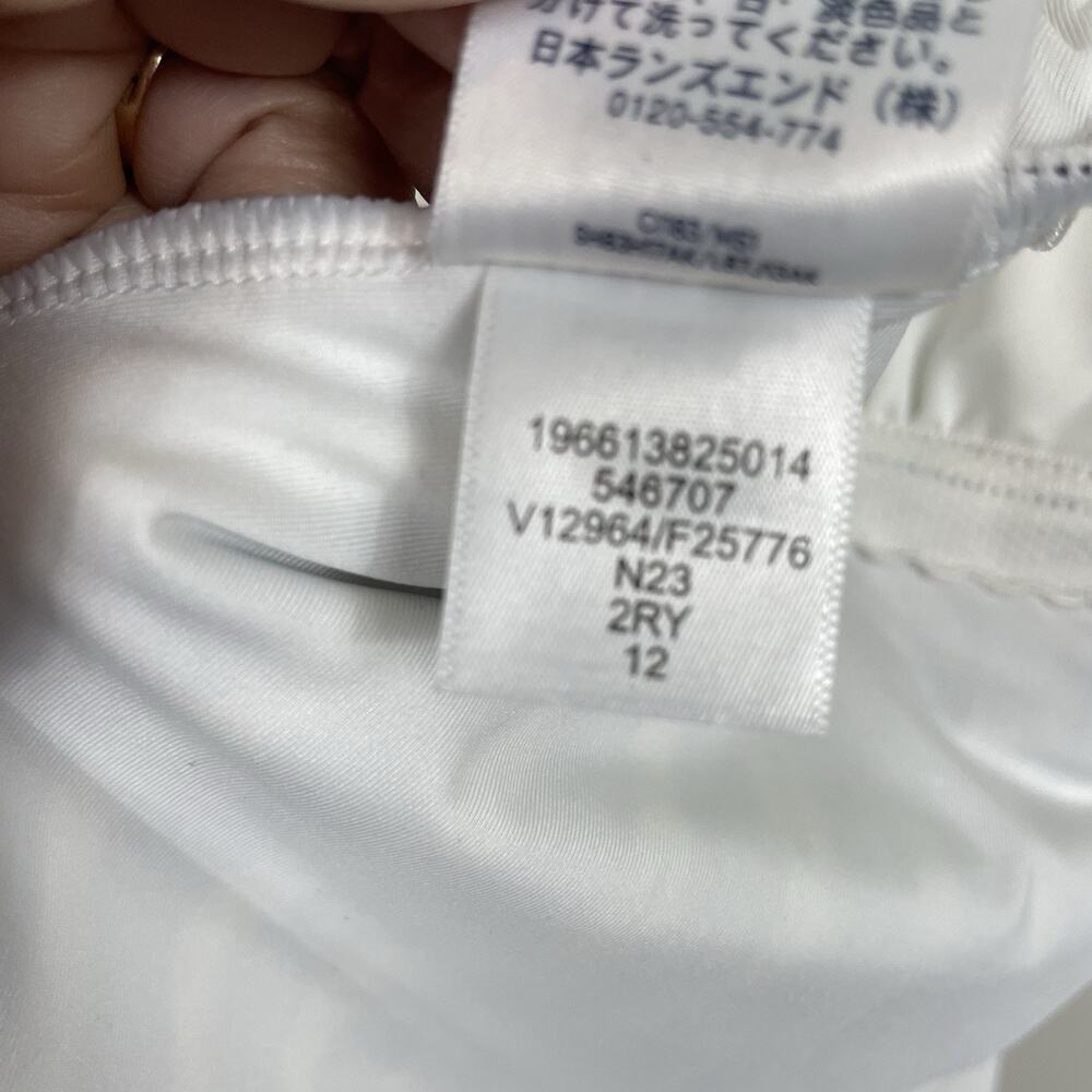 Lands End Lace Up One-Piece Swimsuit Womens 12 Blue & White Beach Resort Cruise - Picture 13 of 13